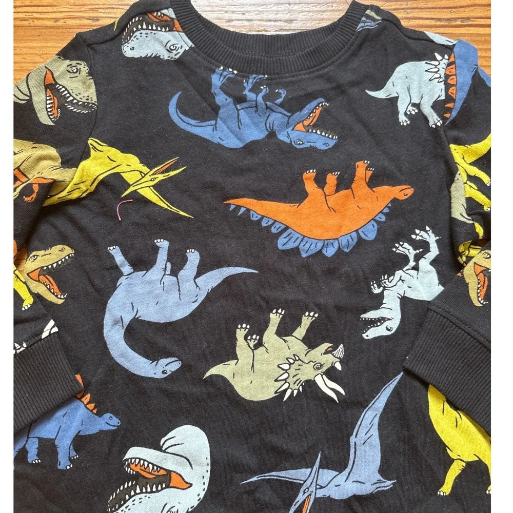 Old Navy Dinosaur Long Sleeve Shirt Kids Black Graphic Print NWT SIZE 2T‎